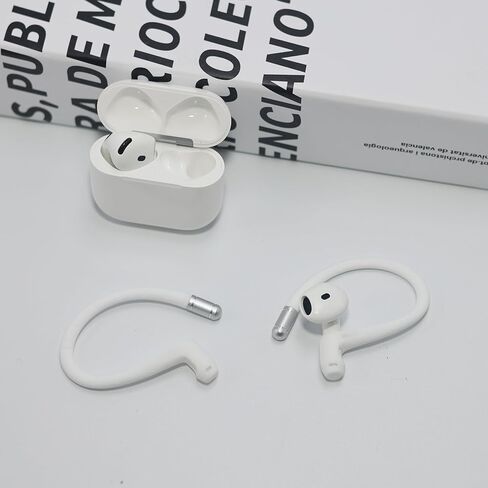خطافات أذن من سبائك التيتانيوم Adhiper لأجهزة Airpods 4/3/2/1، AirPods Pro 3 (2025) /Pro 2/Pro 1 [حبل إضافي مضاد للفقد]، إكسسوارات تناسب بشكل آمن، خطافات مشبك رياضية مضادة للانزلاق (أبيض) in Kuwait