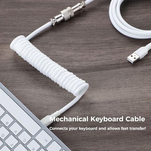 9.84Ft Nylon Coiled Keyboard Cable for Gaming, Double Sleeved in Saudi Arabia