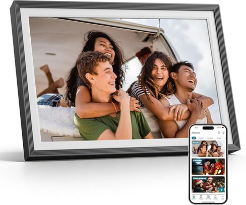 إطار صور رقمي، إطار صور رقمي واي فاي 10 بوصة مع مساحة تخزين 32 جيجابايت، شاشة لمس عالية الدقة 1280 * 800 IPS، مشاركة الصور/مقاطع الفيديو عبر تطبيق مجاني in Saudi Arabia