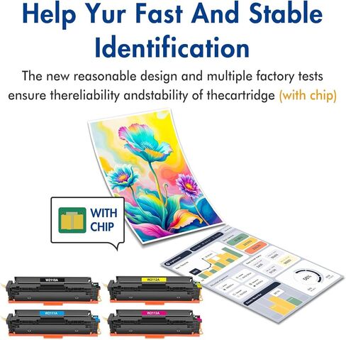 خراطيش حبر 206A Color Laser Jet Pro MFP M283fdw متوافقة مع مجموعة خراطيش الحبر W2110A 206A 206X (مع شريحة) لحبر الطابعة Color Pro MFP M283cdw M283fdw M283fdn M255dw M255nw in Kuwait