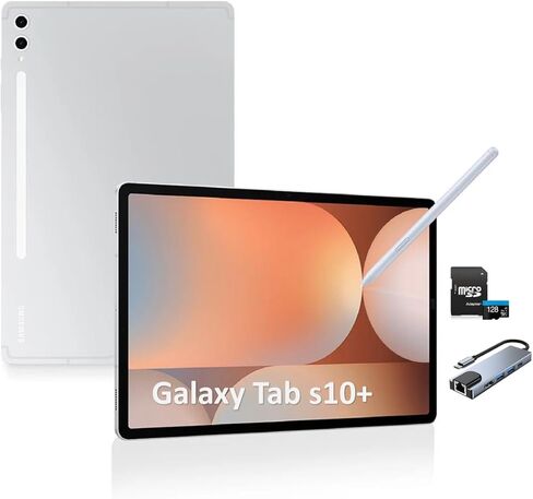 Samsung Galaxy Tab S10+ Tablet الإصدار الأمريكي - 512 جيجابايت فضي، شاشة كبيرة، واي فاي - يتضمن شاحن سريع 45 وات وبطاقة microSD سعة 128 جيجابايت in Kuwait
