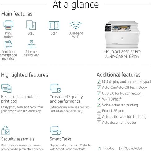 HP Color LaserJet Pro M182nw Wireless All-in-One Laser Printer, Remote Mobile Print, Scan & Copy, Works with Alexa (7KW55A) in Saudi Arabia