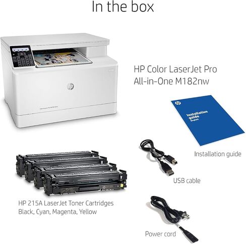 HP Color LaserJet Pro M182nw Wireless All-in-One Laser Printer, Remote Mobile Print, Scan & Copy, Works with Alexa (7KW55A) in Saudi Arabia
