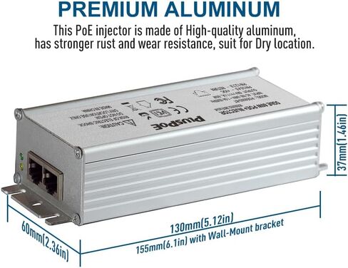 2.5Gb PoE++ Injector 90W, 100/1000Mbps/2.5 Gigabit Rate Auto-Adaptive, IEEE802.3BT /802.3at / 802.3af Compliant, Aluminum Case, Up to 95W POE Power Injector Replace for TRENDnet TPE-215GI in Saudi Arabia