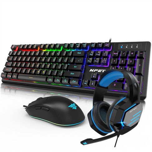 NPET 3-in-1 RGB Gaming Combo, Keyboard Mouse Headset for PC Gaming & Work in Saudi Arabia