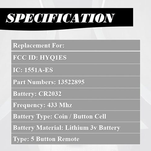 استبدال MechanMagic Key Fob يناسب GMC Acadia 2017 2018 2019 2020 2021 2022 2023 Smart Proximity دخول بدون مفتاح التحكم عن بعد HYQ1ES 13522895 1551A-ES 433 ميجا هرتز in Kuwait