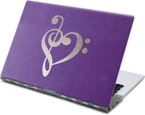 غلاف كمبيوتر محمول من Skinit متوافق مع شاشة اللمس Yoga 910 2 في 1 مقاس 14 بوصة - تصميم أصلي على شكل قلب موسيقي لامع باللون الأرجواني in Kuwait