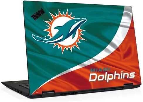 غلاف كمبيوتر محمول من Skinit متوافق مع Thinkpad X1 Yoga (الجيل الثالث 2018) - تصميم NFL Miami Dolphins المرخص رسميًا in Kuwait