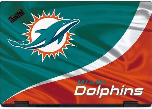 غلاف كمبيوتر محمول من Skinit متوافق مع Thinkpad X1 Yoga (الجيل الثالث 2018) - تصميم NFL Miami Dolphins المرخص رسميًا in Kuwait