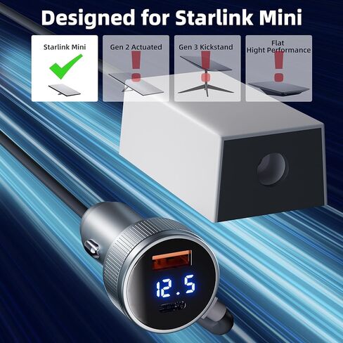 DAIERTEK Starlink Mini Cigarette Lighter Adapter USB C, 3 in 1, Starlink Mini Voltage Step Up Cord, 36V 1.67A Output, 12V-36V Input, 18 AWG, Portable in Saudi Arabia