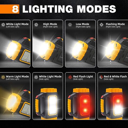 مصباح يدوي يعمل بالطاقة الشمسية قابل لإعادة الشحن، 8 أوضاع إضاءة بطارية 2000 مللي أمبير في الساعة 3000 لومن USB LED مصابيح يدوية محمولة، مصباح يدوي متعدد الوظائف لأضواء الطوارئ والتخييم والمشي لمسافات طويلة (أصفر) قطعة واحدة in Kuwait