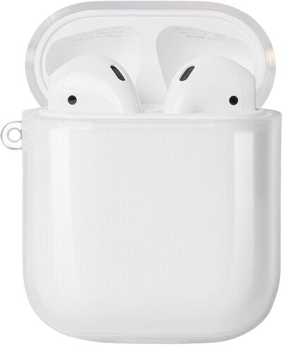KUWATA Case for AirPods 1st & 2nd, Come with Lanyard & USB-C to Lightning Adapter, Medium-Firm Premium TPU, High-Transparency, Long-Term Anti-Yellowing, Anti-Detachment Design for The Lid (Clear) in Saudi Arabia