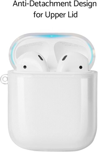 KUWATA Case for AirPods 1st & 2nd, Come with Lanyard & USB-C to Lightning Adapter, Medium-Firm Premium TPU, High-Transparency, Long-Term Anti-Yellowing, Anti-Detachment Design for The Lid (Clear) in Saudi Arabia