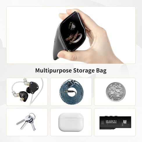 قطعة واحدة KBEAR BP01 Plus في حافظة مراقبة الأذن لـ IEMS، حافظة سماعات رأس صغيرة محمولة من جلد البولي يوريثان مع إغلاق بنابض لـ KZ ZS10 PRO، ZAR، ZAS، سماعات الأذن، كابل IEMs، أطراف الأذن (أسود، متوسط ​​- قطعة واحدة) in Kuwait