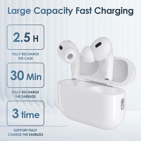 حافظة شحن لاسلكية بديلة لـ Airpod Pro، حافظة شحن متوافقة مع Air Pod Pro الجيل الأول والثاني، حافظة شحن Airpods Pro 2 بديلة مع اقتران بلوتوث، بدون سماعات أذن (منفذ على شكل حرف L) in Kuwait