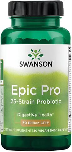 Swanson Epic-Pro 25-train Probiotic 30 مليار CFU الجهاز الهضمي الدعم لدعم الجهاز المناعي ما قبل Nutraflora FOS 30 DRCAPS كبسولات الخضار (CAPS) (2 عبوة) in Saudi Arabia