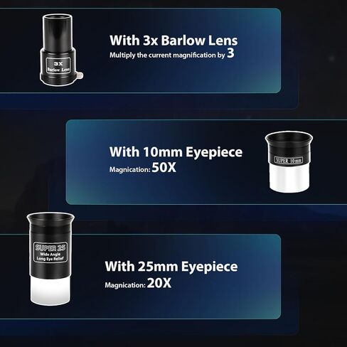 تلسكوب، تلسكوبات منكسرة محمولة بفتحة 70 مم للمبتدئين في علم الفلك، تلسكوب سفر احترافي 500 مم مع حقيبة حمل، أسود in Kuwait