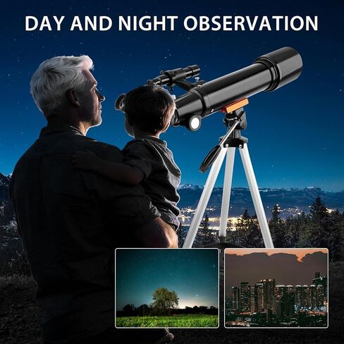 تلسكوب، تلسكوبات منكسرة محمولة بفتحة 70 مم للمبتدئين في علم الفلك، تلسكوب سفر احترافي 500 مم مع حقيبة حمل، أسود in Kuwait