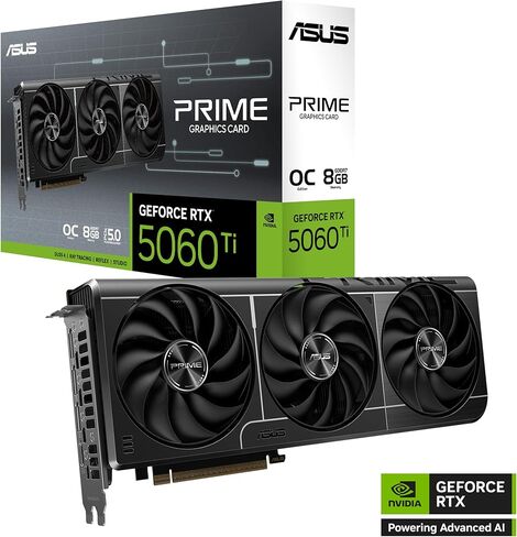 ASUS Prime GeForce RTX 5060 Ti 8GB GDDR7 OC Edition The SFF-Ready (PCIe 5.0, 8GB GDDR7, HDMI/DP 2.1, 2.5-Slot, Axial-tech Fans, Dual BIOS) in Saudi Arabia