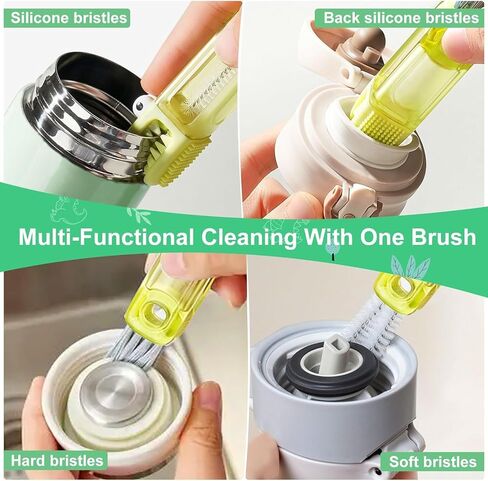 Megalobox 4 in 1 Cup Lid Cleaning Brush,Portable Water Bottle Cleaner Brush,Home Kitchen Crevice Cleaning Tools,Multifuncional Cleaning Tool for Cup, Bottle, jar, etc in Kuwait