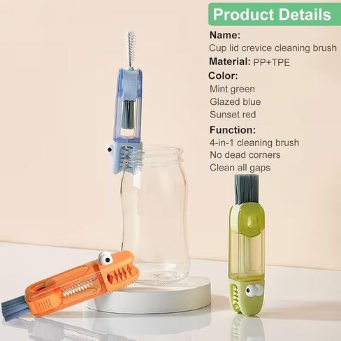 Megalobox 4 in 1 Cup Lid Cleaning Brush,Portable Water Bottle Cleaner Brush,Home Kitchen Crevice Cleaning Tools,Multifuncional Cleaning Tool for Cup, Bottle, jar, etc in Kuwait