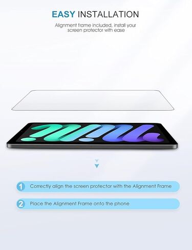 واقي شاشة لجهاز iPad Mini 7/6 (الجيل السابع/السادس) 8.3 بوصة، زجاج مقسى لجهاز iPad Mini A17 Pro الجيل السابع 2024/ الجيل السادس 2021، صديق للحافظة، متوافق مع قلم Apple in Kuwait