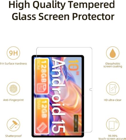 واقي شاشة لجهاز Winsing T30W Android 15 Tablet 10 بوصة، غشاء زجاجي مقوى مقاوم للخدش عالي الدقة لحماية السقوط T30W، حساس للمس، مضاد لبصمات الأصابع، عبوة واحدة. in Kuwait