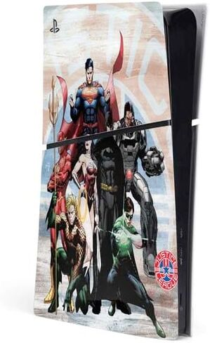 Skinit Decal Gaming Skin Compatible with PS5 Slim Digital Edition Console - Officially Licensed Justice League Heroes Stance 2 Design in Saudi Arabia
