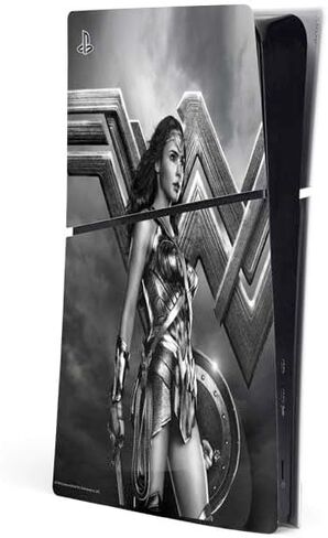 غلاف Skinit المخصص للألعاب متوافق مع وحدة التحكم PS5 Slim Digital Edition - تصميم Justice League Heroes Stance 2 المرخص رسميًا in Kuwait