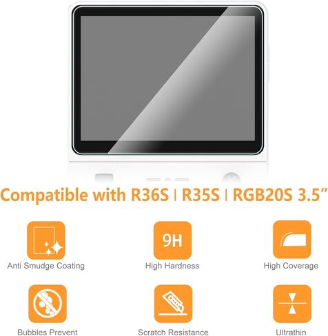 واقي شاشة مكون من 3 قطع متوافق مع وحدة التحكم في الألعاب المحمولة R36S/ R35S/ RGB20S مقاس 3.5 بوصة، زجاج مقسى [وضوح عالي الدقة] [9 صلابة] [مضاد للخدش] in Saudi Arabia