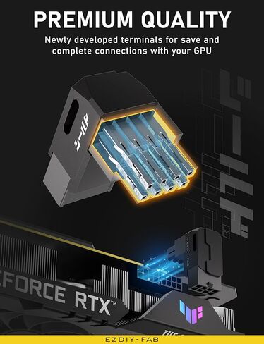 محول طاقة EZDIY-FAB Shield Series 8-Pin PCIe GPU، موصل بزاوية 90 درجة، تصميم من الألومنيوم لبطاقات الرسومات - النوع العكسي، أسود - 3 عبوات in Saudi Arabia