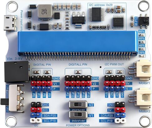 mShield for Micro:bit Sensor Expansion Board, Dual Motor Driver, IR Receiver, 4 Servo Ports, PWM Output, 5V/3.3V Power, Compatible with Bulding Blocks for STEM Projects in Saudi Arabia