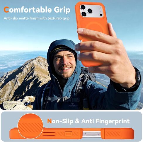 for iPhone 17 Pro Case with Belt Clip, Compatible with Magsafe, Anti-Drop, Anti-Fingerprint, 3 in 1 Heavy Duty Shockproof Protective for Orange iPhone 17 Pro Case Rugged with Kickstand in Saudi Arabia