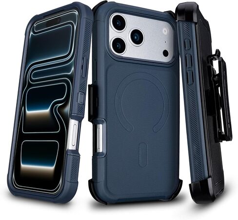 for iPhone 17 Pro Case with Belt Clip, Compatible with Magsafe, Anti-Drop, Anti-Fingerprint, 3 in 1 Heavy Duty Shockproof Protective for Orange iPhone 17 Pro Case Rugged with Kickstand in Saudi Arabia