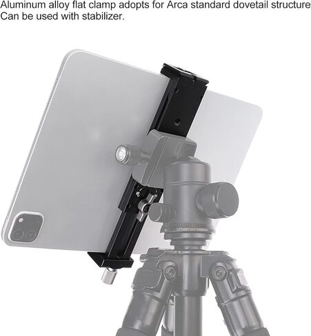 Universal Aluminum Tablet Phone Tripod Mount with Cold Shoe Port, Non Slip Silicone Cushion, Reserved Phone Ports, Wide Compatibility for Stable in Saudi Arabia