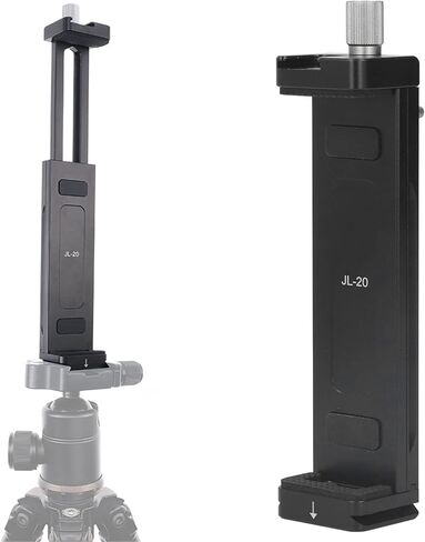 Universal Aluminum Tablet Phone Tripod Mount with Cold Shoe Port, Non Slip Silicone Cushion, Reserved Phone Ports, Wide Compatibility for Stable in Saudi Arabia
