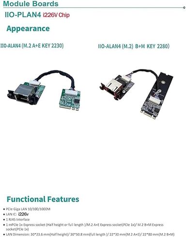 مفتاح M.2 A E إلى وحدة إيثرنت 2.5 جيجابت للكمبيوتر X86 Linux ذو اللوحة الواحدة SBC، i226v 2.5G Ethernet Server NIC، بطاقة الواجهة 10/100/1000/2500 ميجابت في الثانية RJ45 LAN، دعم 2230/2280 (مفتاح M.2 A+E، 20 سم) in Kuwait