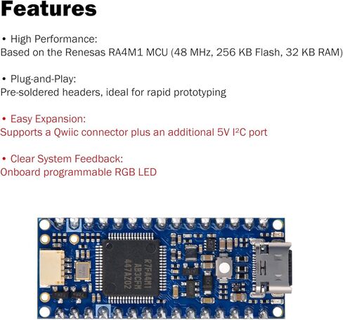 مجموعة GeeekPi DIY لـ Arduino Nano R4 مع رؤوس، مجموعة تعلم إلكترونيات للمبتدئين، تتضمن لوحة تجارب، مصابيح LED، مقاومات، ترانزستورات، أزرار ضغط، أسلاك توصيل، كابل برمجة USB-C، مع برنامج تعليمي in Kuwait