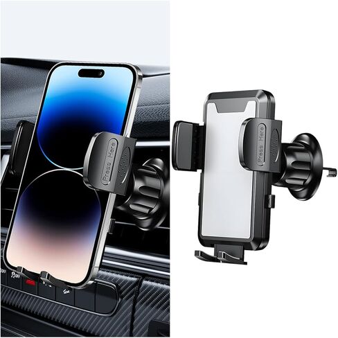 Car Phone Holder Mount, 360° Rotation Adjustable Portable Air Vent Smartphone Mount with Hook Clip, Automobile Interior Dashboard Cell Phone Holder, Universal Fit (Black) in Saudi Arabia