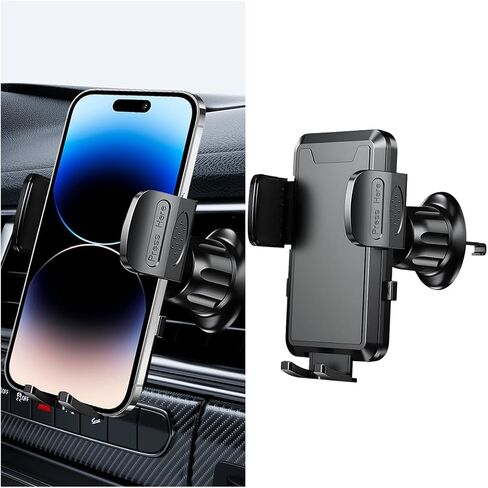 Car Phone Holder Mount, 360° Rotation Adjustable Portable Air Vent Smartphone Mount with Hook Clip, Automobile Interior Dashboard Cell Phone Holder, Universal Fit (Black) in Saudi Arabia