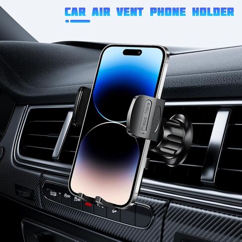 Car Phone Holder Mount, 360° Rotation Adjustable Portable Air Vent Smartphone Mount with Hook Clip, Automobile Interior Dashboard Cell Phone Holder, Universal Fit (Black) in Saudi Arabia