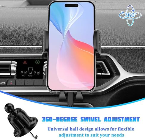 Car Phone Holder Mount, 360° Rotation Adjustable Portable Air Vent Smartphone Mount with Hook Clip, Automobile Interior Dashboard Cell Phone Holder, Universal Fit (Black) in Saudi Arabia