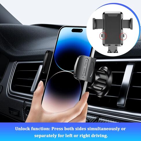 Car Phone Holder Mount, 360° Rotation Adjustable Portable Air Vent Smartphone Mount with Hook Clip, Automobile Interior Dashboard Cell Phone Holder, Universal Fit (Black) in Saudi Arabia