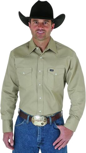 Wrangler Men's Western Long Sleeve Snap Firm Finish Work Shirt in Saudi Arabia