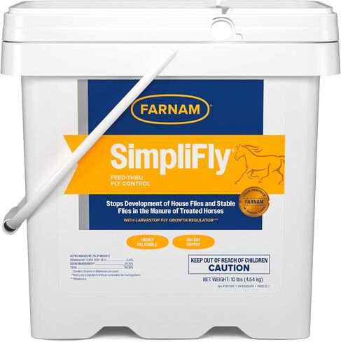 Farnam SimpliFly Feed Through Fly Control for Horses, Breaks the Fly Life Cycle, Pellets, 3.75 Pound Bucket, 60 Day Supply for One Horse in Kuwait