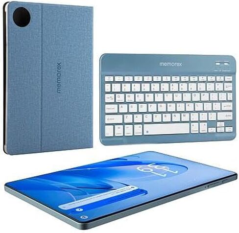 جهاز لوحي Memorex 10.1 بوصة Android 14 مع لوحة مفاتيح وحافظة | MTAB10(L) | تخزين 128 جيجابايت | ذاكرة الوصول العشوائي 4 جيجابايت | شاشة FHD IPS | هيكل معدني | حزمة لوحة مفاتيح بلوتوث (أزرق) in Saudi Arabia