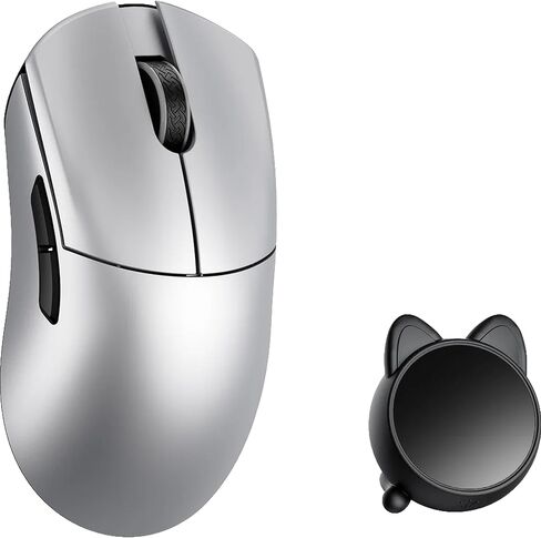 ماوس ألعاب WLMOUSE Huan 48 جرام خفيف الوزن للغاية من سبائك المغنيسيوم، مستقبل صوت وعرض 8K، لاسلكي/سلكي مزدوج 8K، مستشعر PAW3950HS، إضاءة عجلة RGB، نورديك 54H20 (فضي (مفتاح OM)) in Kuwait
