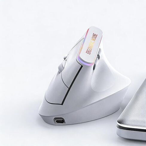 Ergonomic Vertical Wireless Mouse, Japan Wrist Simulation Design, Bluetooth & 2.4G Dual Mode, 3 Adjustable DPI, Low-Noise Buttons, Reduce Wrist Fatigue for Laptop, PC, Mac (No Battery) White in Saudi Arabia