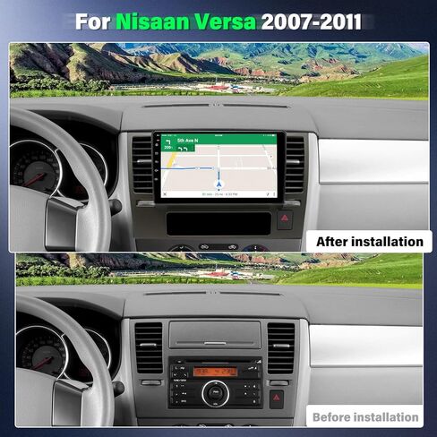 ستيريو سيارة Android 14 لسيارة Nisaan Versa 2007 2008 2009 2010 2011 مع Carplay اللاسلكي Android Auto، راديو سيارة بشاشة تعمل باللمس 9 بوصة مع بلوتوث، FM، ملاحة GPS، WiFi، SWC، ميكروفون، كاميرا احتياطية 2 + 32 جيجابايت in Kuwait