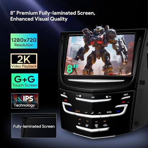 XTRONS 8 Inch Android 14 Car Stereo for Cadillac ATS SRX XTS CTS with Motorized Faceplate Storage Compartment, IPS Touch Screen Global 4G GPS Navigation Support Wireless Car Play Android Auto (4+64GB) in Saudi Arabia